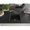 Granitinė virtuvinė plautuvė Mexen Vito su maišytuvu ir sifonu, Metallic juodas/sidabrinis+Juodas/Gold