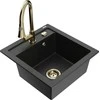 Granitinė virtuvinė plautuvė Mexen Vito su maišytuvu ir sifonu, Metallic juodas/sidabrinis+Gold