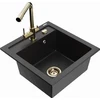 Granitinė virtuvinė plautuvė Mexen Vito su maišytuvu ir sifonu, Metallic juodas/sidabrinis+Gold