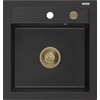 Granitinė virtuvinė plautuvė Mexen Vito su sifonu, Metallic juodas/sidabrinis+Gold, 520 x 490 mm