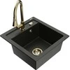 Granitinė virtuvinė plautuvė Mexen Vito su maišytuvu ir sifonu, Metallic juodas/auksinis+Gold