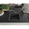 Granitinė virtuvinė plautuvė Mexen Vito su maišytuvu ir sifonu, Juodas granite+Juodas/Chrome