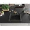 Granitinė virtuvinė plautuvė Mexen Vito su maišytuvu ir sifonu, Juodas granite+Juodas/Gold