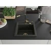 Granitinė virtuvinė plautuvė Mexen Vito su maišytuvu ir sifonu, Metallic juodas/auksinis+Juodas/Gold