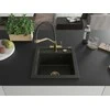 Granitinė virtuvinė plautuvė Mexen Vito su maišytuvu ir sifonu, Metallic juodas/auksinis+Juodas/Gold