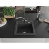 Granitinė virtuvinė plautuvė Mexen Vito su maišytuvu ir sifonu, Juodas granite+Juodas/Chrome