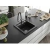 Granitinė virtuvinė plautuvė Mexen Vito su maišytuvu ir sifonu, Metallic juodas/sidabrinis+Juodas/Chrome