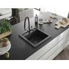 Granitinė virtuvinė plautuvė Mexen Vito su maišytuvu ir sifonu, Juodas granite+Juodas/Chrome