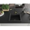 Granitinė virtuvinė plautuvė Mexen Vito su maišytuvu ir sifonu, Metallic juodas/sidabrinis+Juodas/Gold