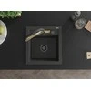 Granitinė virtuvinė plautuvė Mexen Vito su maišytuvu ir sifonu, Juodas granite+Juodas/Gold