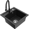 Granitinė virtuvinė plautuvė Mexen Vito su maišytuvu ir sifonu, Metallic juodas/sidabrinis+Juodas