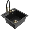 Granitinė virtuvinė plautuvė Mexen Vito su maišytuvu ir sifonu, Metallic juodas/sidabrinis+Juodas/Gold