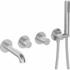 Potinkinis 4 dalių vonios maišytuvas Deante Silia Hexa BHS_F18P, Brushed steel