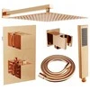 Potinkinis dušo komplektas su termostatu Mexen Cube 6in1, 30x30 cm, Rose Gold