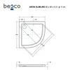 Pusapvalis dušo padėklas Besco Aron SlimLine, 80 x 80 x 5,5 cm