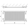 Radiatorius Mexen CH10 Hygiene, 400 x 500 mm, 216 W, pajungimas iš šono, baltas