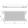 Radiatorius Mexen CH10 Hygiene, 600 x 1400 mm, 874 W, pajungimas iš šono, baltas
