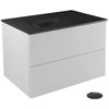 Spintelė Besco Akya Classic 76 cm su praustuvu ir klik-klak, Baltas glossy/Gun metal+Juodas matt