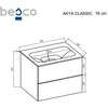 Spintelė Besco Akya Classic 76 cm su praustuvu ir klik-klak, Gun Metal glossy/Baltas glossy+Juodas matt