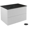 Spintelė Besco Akya Linea 66 cm su praustuvu ir klik-klak, Baltas matt/Gun metal+Juodas matt