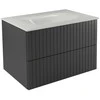 Spintelė Besco Akya Linea 76 cm su praustuvu ir klik-klak, Gun Metal matt/Baltas glossy+Chrome