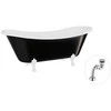 Vonia Besco Amelia B&amp;W 190, Juodas/Baltas+Baltas, su sifonu Klik-klak Chrome