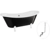 Vonia Besco Amelia B&amp;W 190, Juodas/Baltas+Baltas, su sifonu su persipylimu Klik-klak Chrome