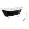 Vonia Besco Amelia B&amp;W 190, Juodas/Baltas+Chrome, su sifonu su persipylimu Klik-klak Chrome