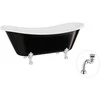 Vonia Besco Amelia B&amp;W 190, Juodas/Baltas+Chrome, su sifonu Klik-klak Chrome
