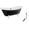 Vonia Besco Amelia B&amp;W 190, Juodas/Baltas+Chrome, su sifonu su persipylimu Klik-klak Juodas