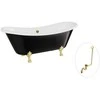 Vonia Besco Amelia B&amp;W 190, Juodas/Baltas+Gold, su sifonu su persipylimu Klik-klak Gold