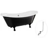 Vonia Besco Amelia B&amp;W 190, Juodas/Baltas+Juodas, su sifonu su persipylimu Klik-klak Chrome