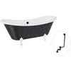 Vonia Besco Amelia Glam 190, Graphite+Baltas, su sifonu su persipylimu Klik-klak Juodas