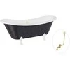Vonia Besco Amelia Glam 190, Graphite+Baltas, su sifonu su persipylimu Klik-klak Gold