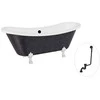 Vonia Besco Amelia Glam 190, Graphite+Chrome, su sifonu su persipylimu Klik-klak Juodas