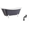 Vonia Besco Amelia Glam 190, Graphite+Chrome, su sifonu Klik-klak Juodas