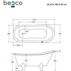 Vonia Besco Olaya Glam 160, Graphite+Chrome, su sifonu su persipylimu Klik-klak Chrome