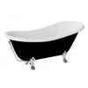 Vonia Besco Otylia B&amp;W 160, Juodas/Baltas+Chrome, su sifonu su persipylimu Klik-klak Chrome
