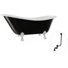 Vonia Besco Otylia B&amp;W 160, Juodas/Baltas+Chrome, su sifonu su persipylimu Klik-klak Juodas