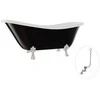 Vonia Besco Otylia B&amp;W 160, Juodas/Baltas+Chrome, su sifonu su persipylimu Klik-klak Chrome
