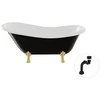 Vonia Besco Otylia B&amp;W 160, Juodas/Baltas+Gold, su sifonu Klik-klak Juodas