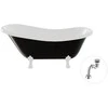 Vonia Besco Otylia B&amp;W 170, Juodas/Baltas+Baltas, su sifonu Klik-klak Chrome