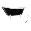 Vonia Besco Otylia B&amp;W 170, Juodas/Baltas+Baltas, su sifonu su persipylimu Klik-klak Chrome