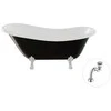 Vonia Besco Otylia B&amp;W 170, Juodas/Baltas+Chrome, su sifonu Klik-klak Chrome