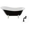 Vonia Besco Otylia B&amp;W 170, Juodas/Baltas+Chrome, su sifonu Klik-klak Juodas