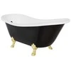 Vonia Besco Otylia B&amp;W 170, Juodas/Baltas+Gold, su sifonu su persipylimu Klik-klak Juodas