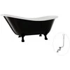Vonia Besco Otylia B&amp;W 170, Juodas/Baltas+Juodas, su sifonu su persipylimu Klik-klak Chrome