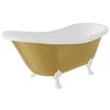 Vonia Besco Otylia Glam 160, Gold+Baltas, su sifonu su persipylimu Klik-klak Chrome