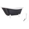 Vonia Besco Otylia Glam 160, Graphite+Baltas, su sifonu su persipylimu Klik-klak Chrome