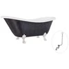 Vonia Besco Otylia Glam 160, Graphite+Chrome, su sifonu su persipylimu Klik-klak Chrome